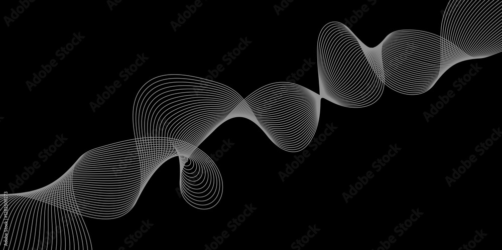 Aufkleber abstract black background with whit line. modern template abstract design flowing particles digital 