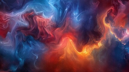 Fiery Red and Blue Swirls Representing Elements