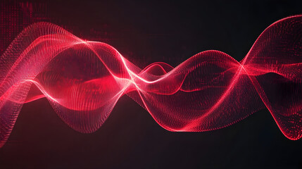 Fototapeta premium Abstract red light ribbons flowing smoothly across a dark background resembling high speed digital streams