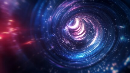 Obraz premium Warped cosmic structure with glowing energy waves, depicting space-time distortion in deep space. 