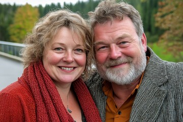 Fototapeta premium woman man outdoor senior couple happy lifestyle retirement together smiling love piggyback active mature