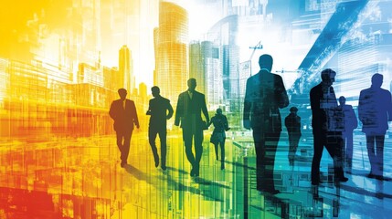 Digital Illustration of Professionals Uniting for Goals