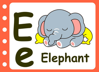 letter E for elephant. kids learning game