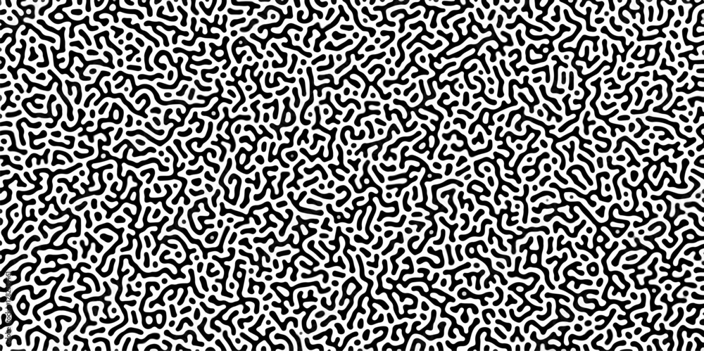 Poster organic seamless patterns with rounded lines diffusion reaction background. monochrome background of