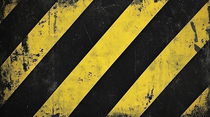 Grunge Yellow and Black Diagonal Stripes Texture Background