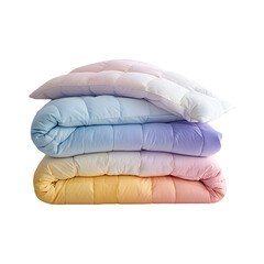 Stack of Four Pillows in Gradient Color Schemes Isolated on Transparent Background