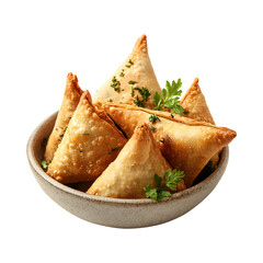 Bowl of Sambusas Isolated on Transparent Background