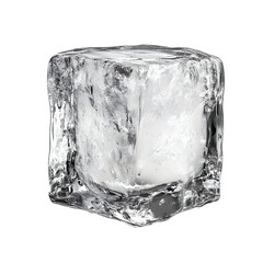Clear Ice Cube Sitting On A White Surface Casting Subtle Shadows In Bright Light.  A Minimalist