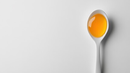 Spoon holding liquid close up photography against neutral background