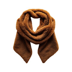 Brown Faux Shearling Scarf Isolated on Transparent Background