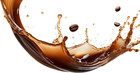 Dynamic Coffee Splash with Roasted Beans Espresso Dark Roast Beverage Caffeine