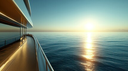 Luxury yacht sunset ocean cruise deck