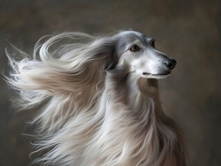 Elegant Afghan Hound in Luxury Pet Styling Session with Ultra-Detailed Fur Texture