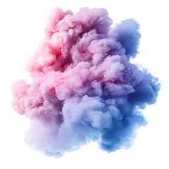 Fototapeta premium Colorful Smoke Cloud Blending Shades Of Pink And Blue Against White BackgroundsAnd Shadings of