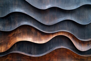 Abstract background of old wood with wavy patterns, texture for design and print. Dark gray and black colors, a beautiful natural wood surface. Stock photo, 2/3 place text 