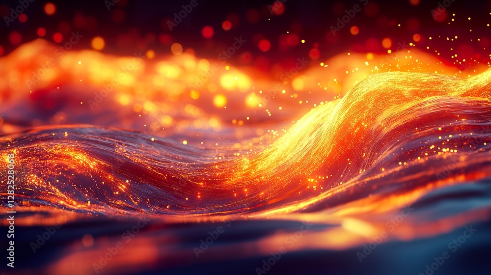 Poster abstract glowing fluid motion with bokeh and brilliant colors
