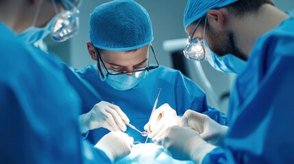 A group of surgeons are performing a surgery