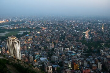 Obraz premium Cityscape twilight aerial view