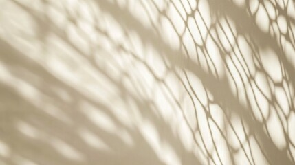 Abstract background with the shadow of a net on a white wall, soft focus, light beige and gray, simple and elegant style, high resolution, high detail, sharp edges, high quality 
