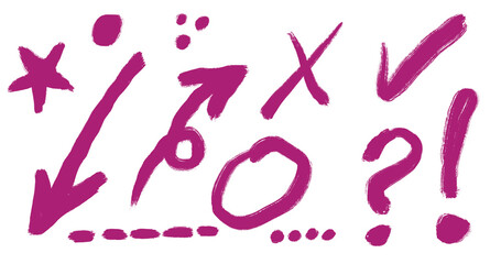 Purple pink hand drawn arrow sign symbol