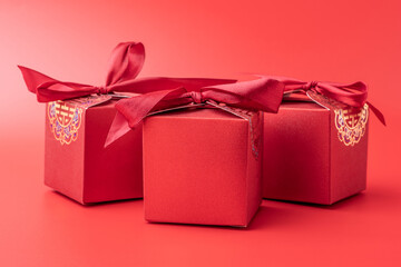 Chinese wedding red gift box with word 