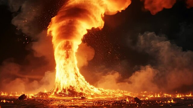 Fiery Inferno: A Nightmarish Volcanic Firestorm