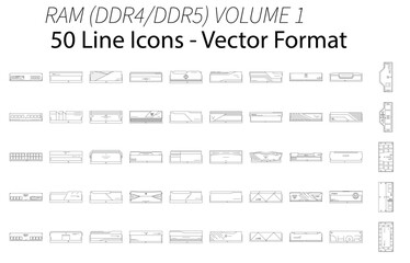 RAM icons, Memory icons - DDR4, DDR5, CAMM2 memory as vector icon set to be customised and/or edited to your personal needs and liking