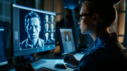 Using witness input, a police artist creates a detailed composite sketch of a suspect, tailoring facial features to aid the investigation and support the ongoing manhunt.