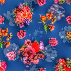 Multi flower and leaf digital shirt design 