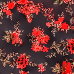 Multi flower and leaf digital shirt design 