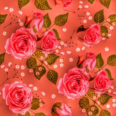 Multi flower and leaf digital shirt design 