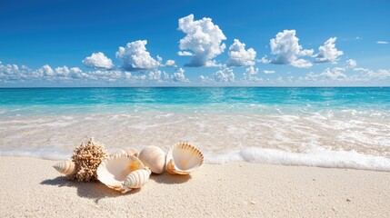 Tropical Beach Seashells Relaxing Day Outdoors Vacation