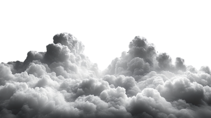Heavenly Clouds: A captivating view of voluminous, billowing clouds filling the frame, evoking a sense of serenity and vastness. The monochromatic palette enhances the texture and form of the clouds.
