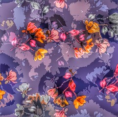 Multi flower and leaf digital shirt design 