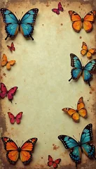 Vintage textured backdrop featuring a grunge butterfly pattern for artistic projects, vintage, pattern, backdrop