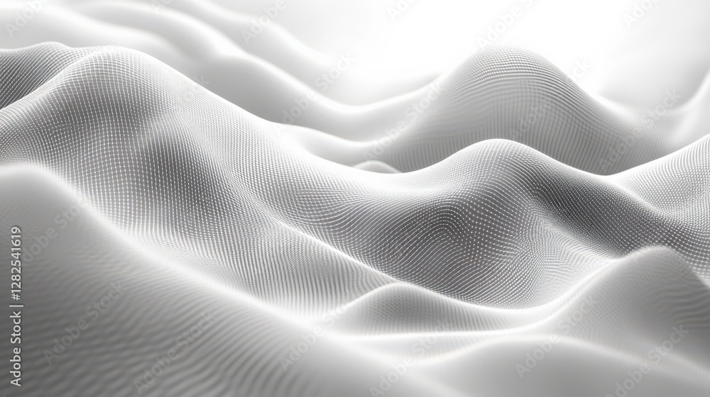 Poster mesmerizing abstract white landscape: an ethereal scene of soft, undulating waves and curves evoking