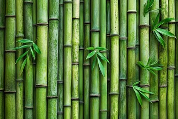 Fototapeta premium Background of a bamboo tree wall, green color, high-resolution photography, high-quality photo, high detail, hyper-realistic, high-detailed, high-definition