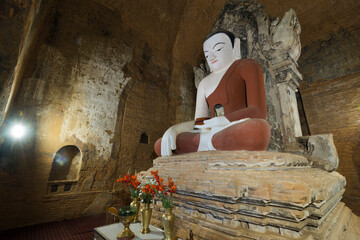 principle Buddha image of Tha Kya Pone Temple and Hidden Indra in the Stomach , Nyaungu city, Myanmar