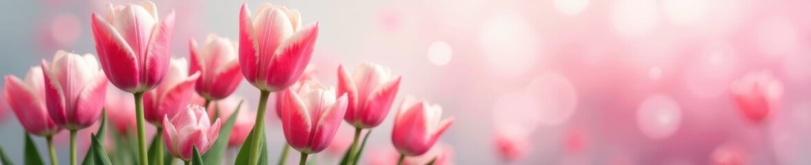 Fototapeta premium Soft-hued tulips merge with pastel abstract art Evokes springtime serenity and happiness , background, floral