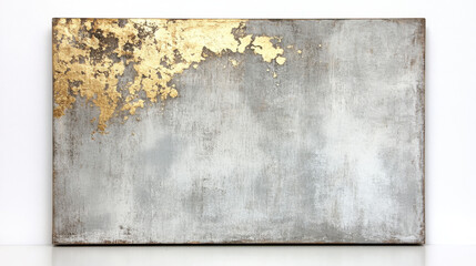 Textured Metallic Background with Gold Leaf Detail and Grey Finish