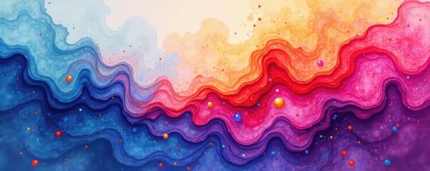 Abstract watercolor wash, vibrant hues, fluid textures, modern, creative