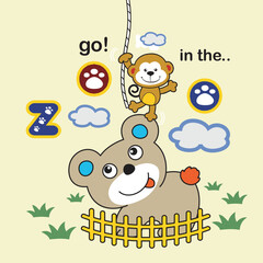 bear going in the zoo,design cartoon vector illustration