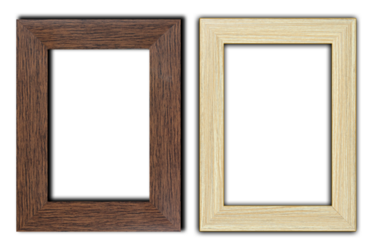 foto frame set of wooden picture with 2 bright and darker brown color