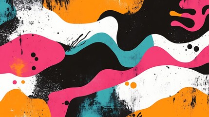 Abstract Colorful Wave Pattern Design With Grunge Texture