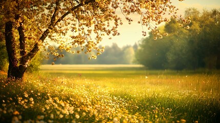 Golden Hour in a Flower Field
