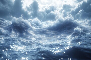 Stormy Ocean Waves With Dramatic Sky
