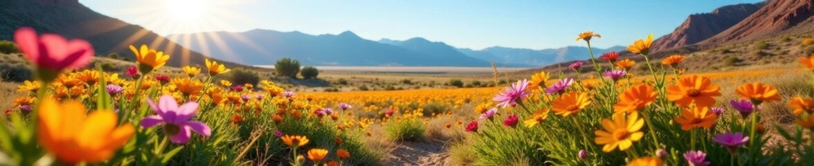 Vibrant wildflowers bloom in Utah's high desert, summer sun , Utah landscape, stock, flora