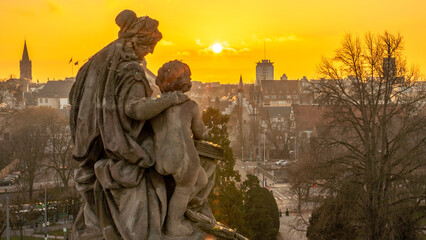 A beautiful sunset from the national university library roofs in Strasbourg in France on february 10th 2025