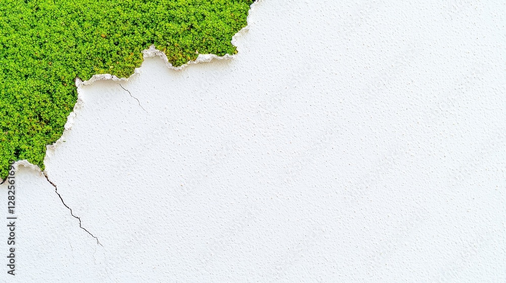 Poster rugged concrete canvas, a textured surface of cracked concrete adorned with patches of moss and stai
