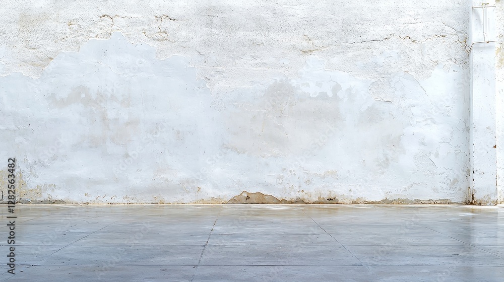Poster stained cement wall with rain damage, minimalist backdrop featuring a clean and simple aesthetic, em